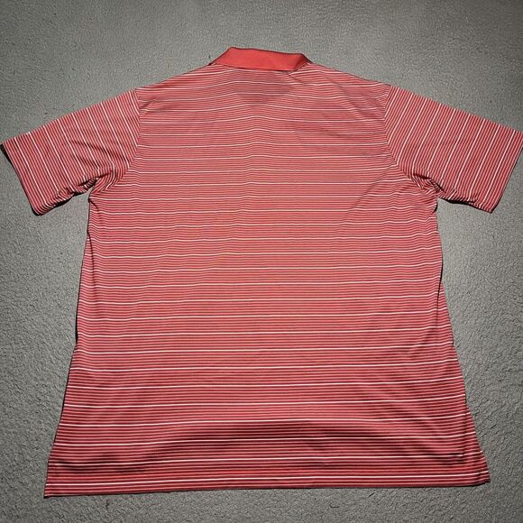 Adidas Polo Shirt Mens XL Pink Stripe Stretch Short Sleeve Golf Logo Casual - Picture 10 of 11